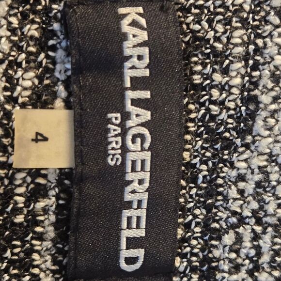 Karl Lagerfeld Tweed Lace Hem Marled Black Skirt Size 4 Feminine Coquette Girl - Picture 6 of 14